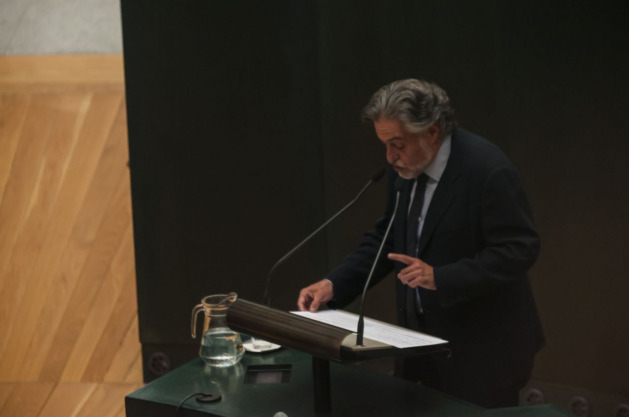 Pepu Hernández durante su comparecencia en el Pleno