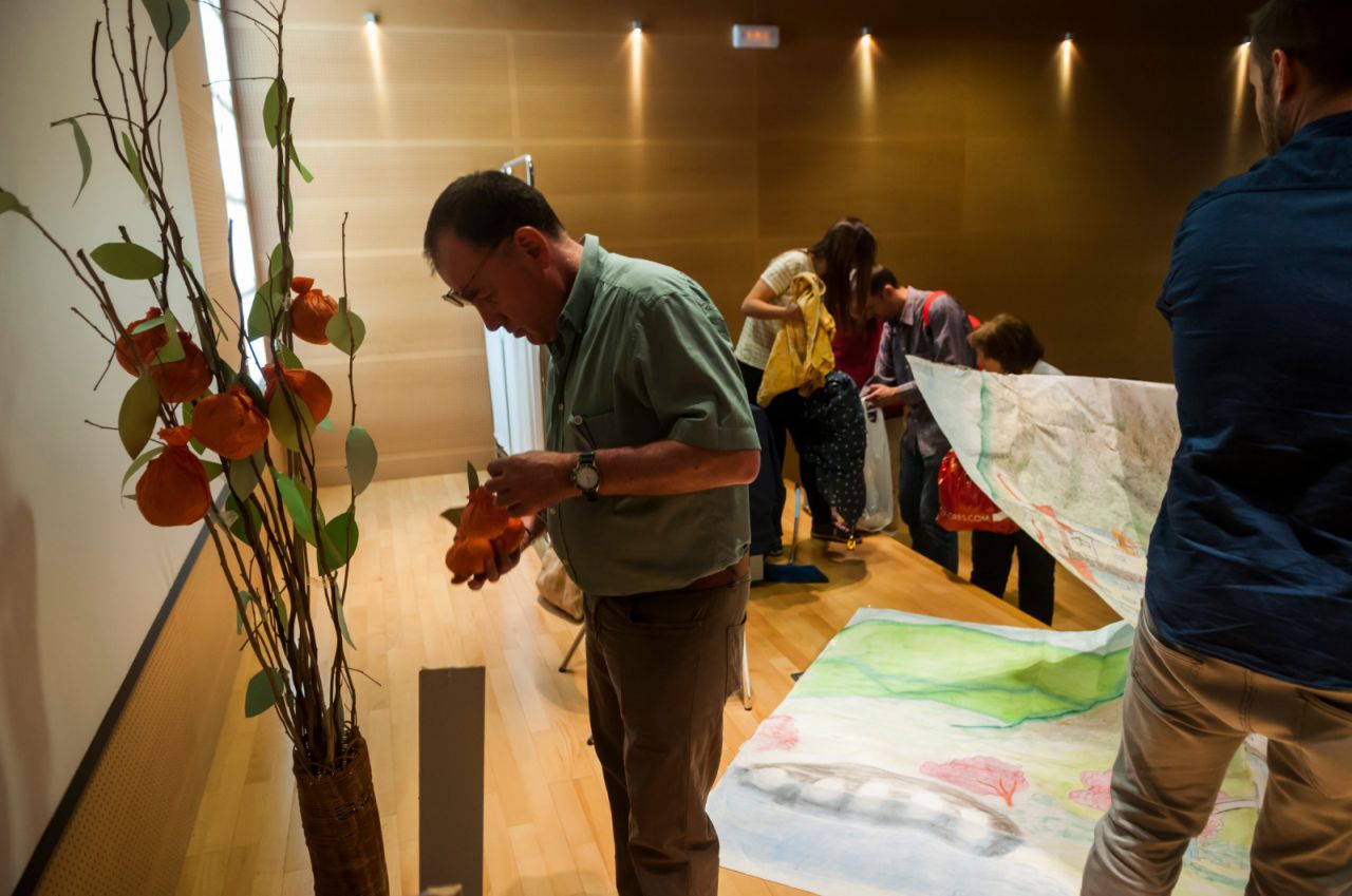 Preparativos del escenario.