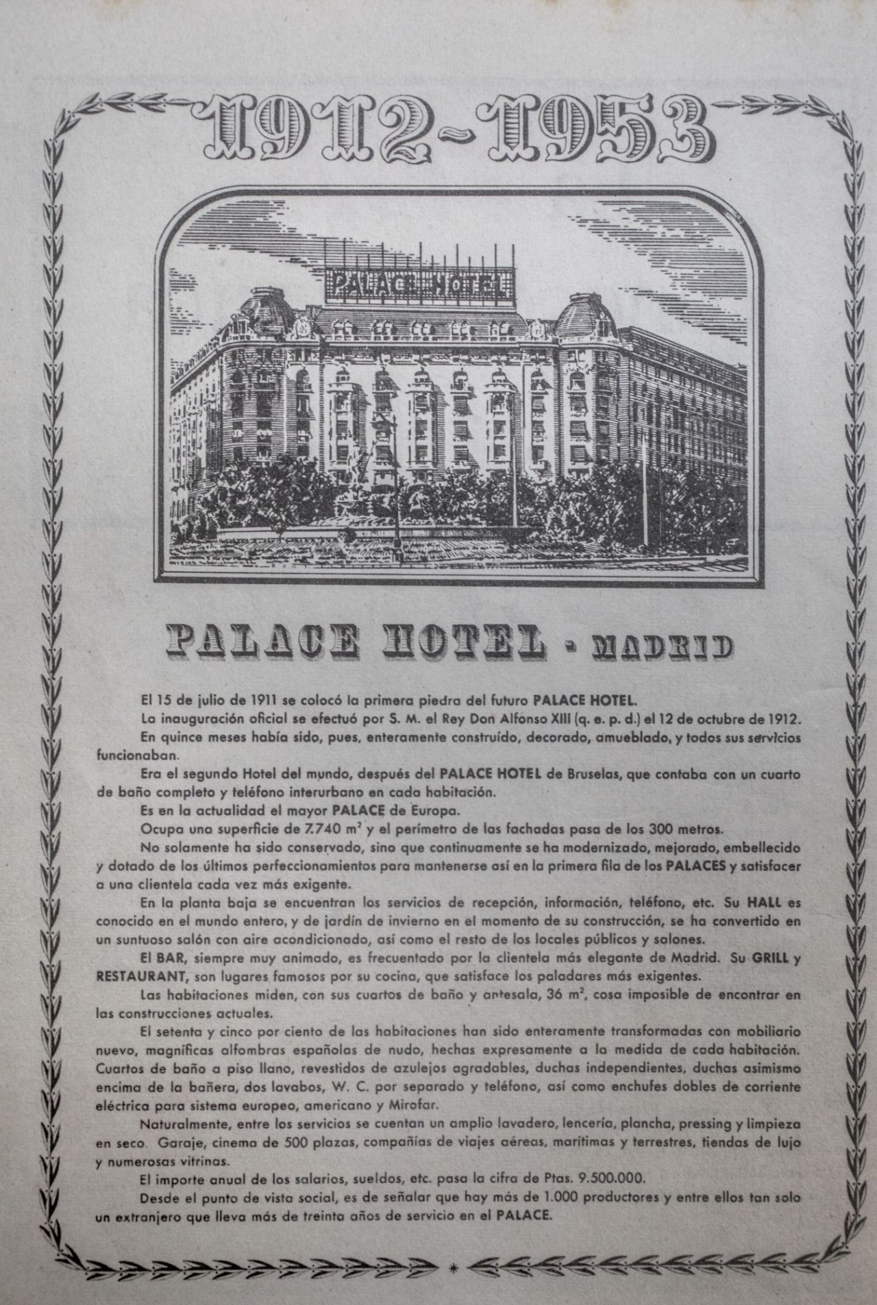 Anuncio del hotel, de 1952