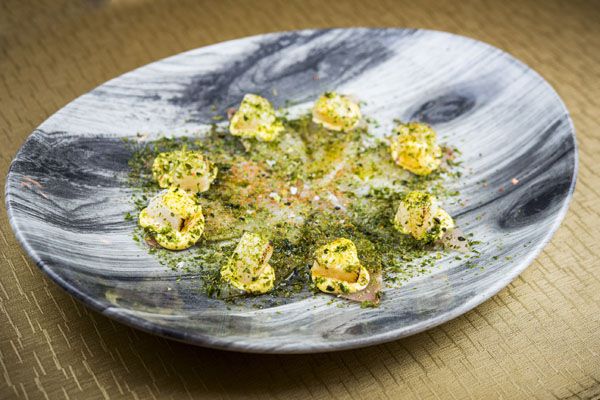 Tiradito de dorada con vieira