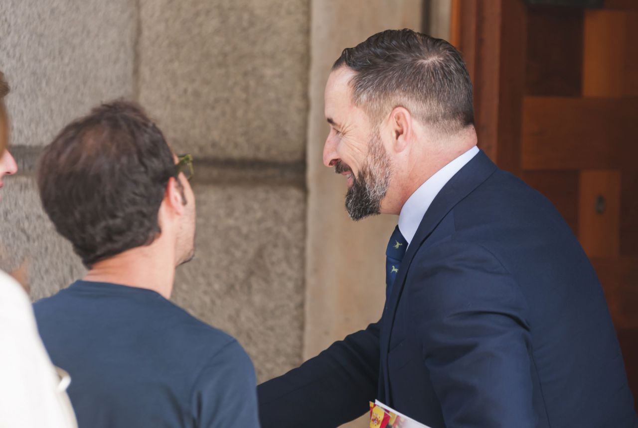 Santiago Abascal, líder de Vox, a su llegada a la Cámara Baja.