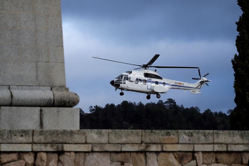 Llegada del helicóptero al Valle de los Caídos