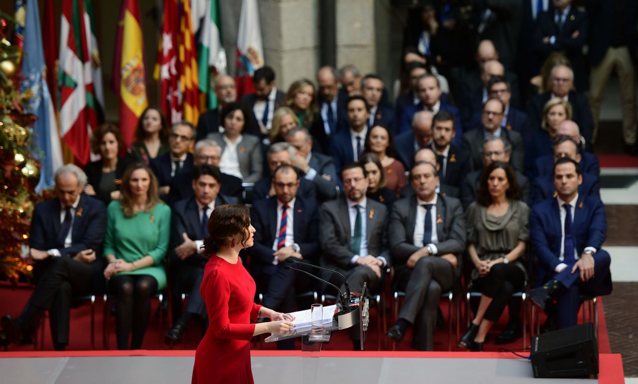 Isabel Díaz Ayuso realiza su discurso como presidenta de la Comunidad de Madrid