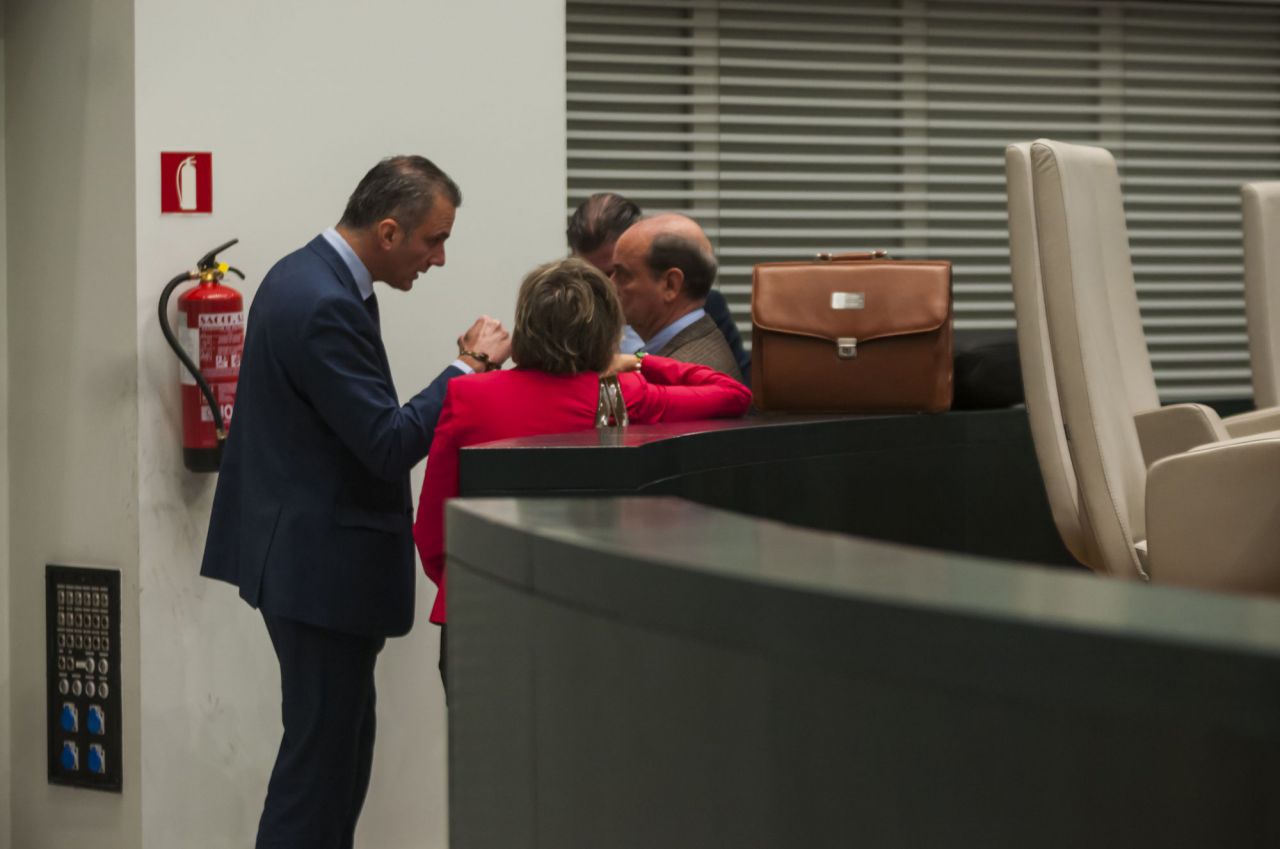 Los cuatro concejales de Vox, al final del Pleno.