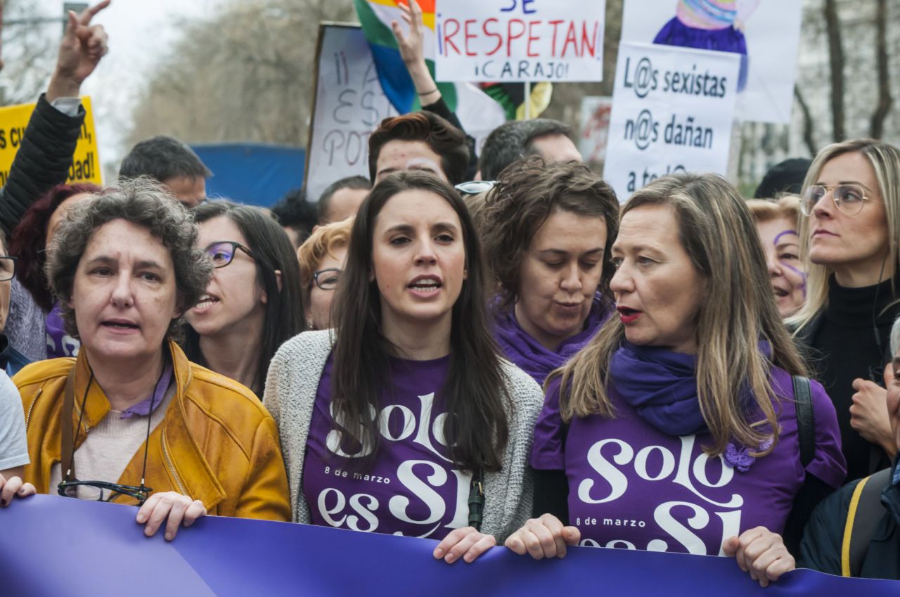 Irene Montero, ministra de Igualdad, durante la manifestación 