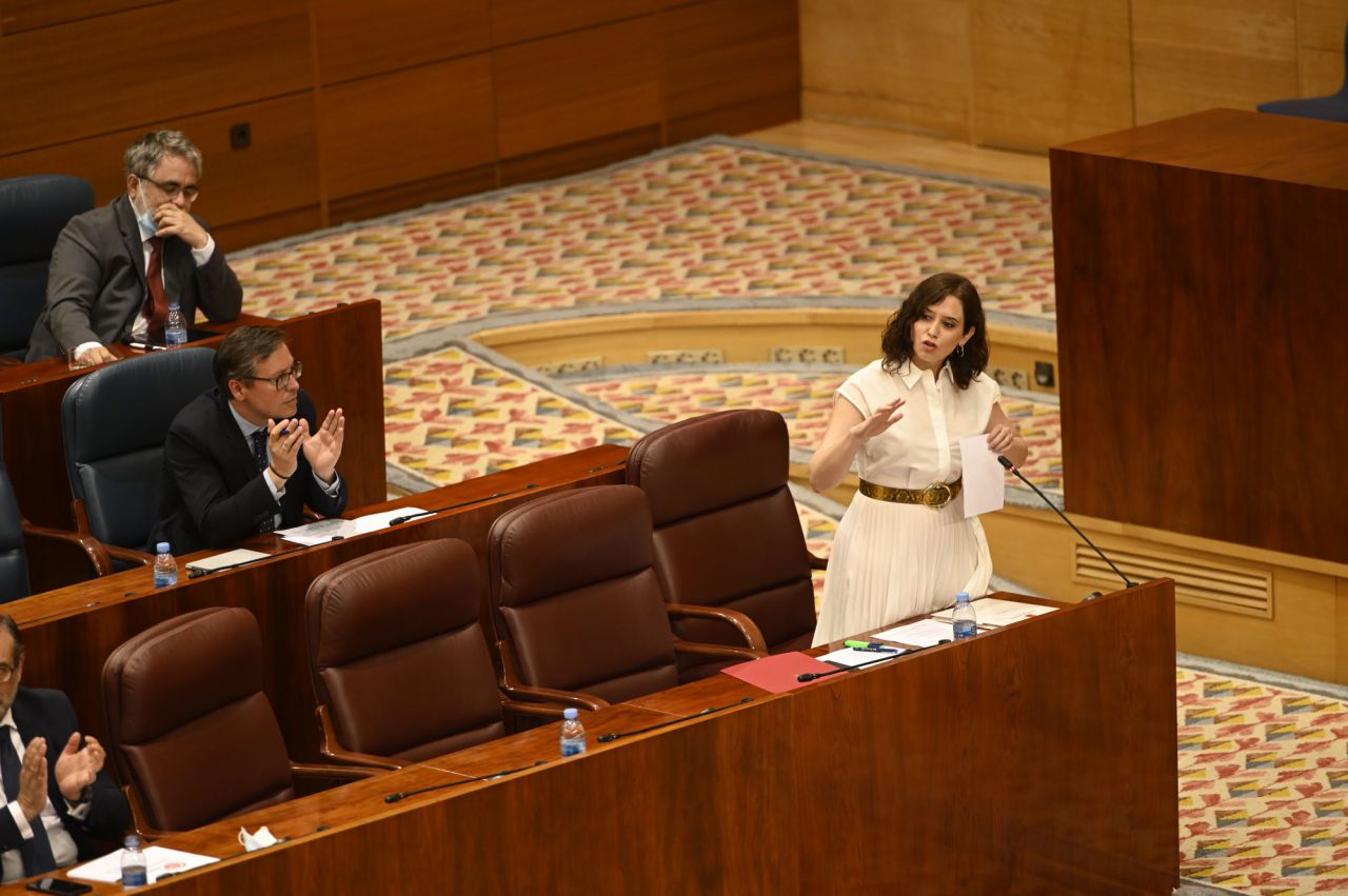 Isabel Díaz Ayuso, presidenta de la Comunidad de MAdrid, en la ASamblea de MAdrid