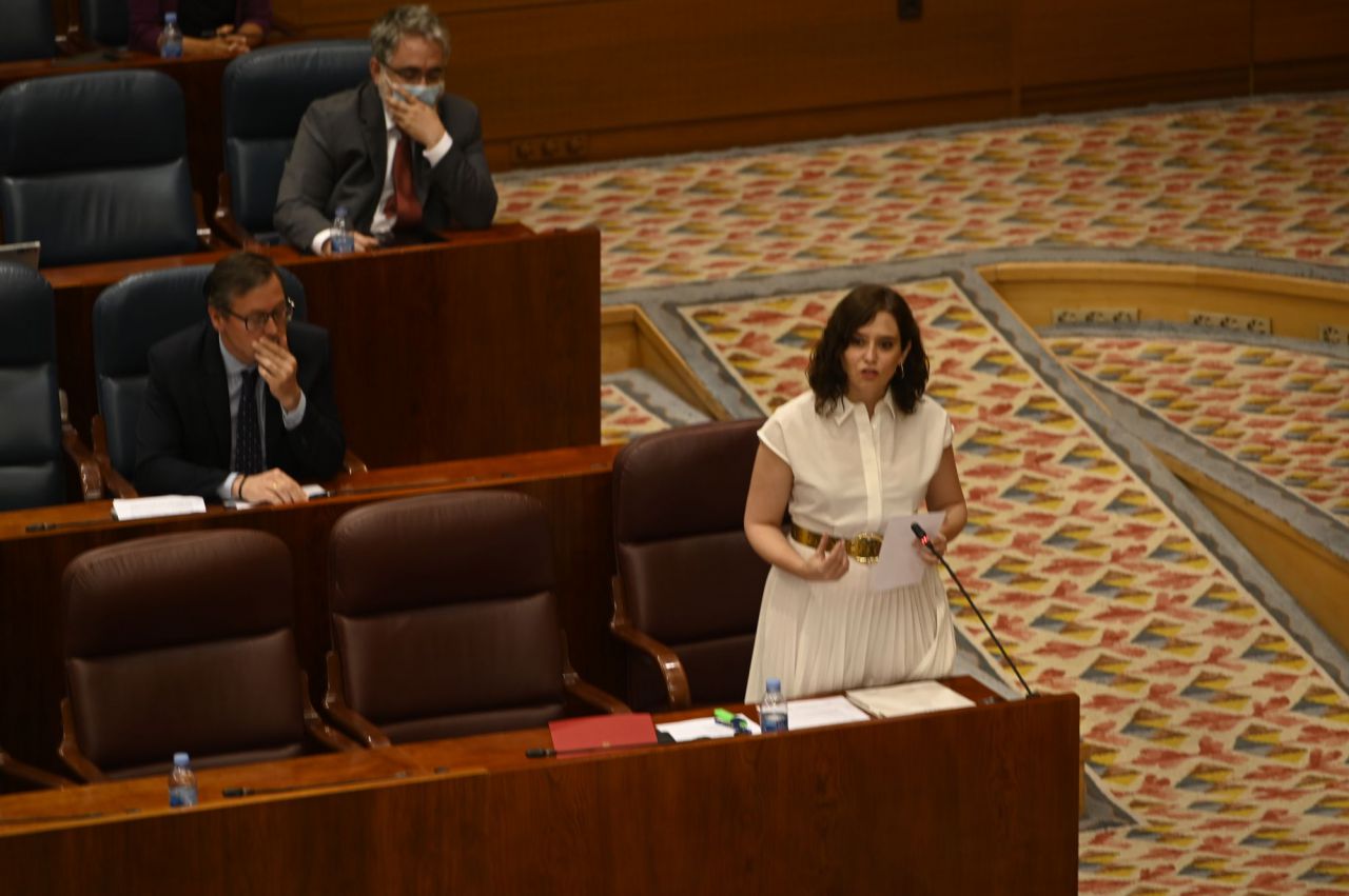 Isabel Díaz Ayuso, presidenta de la Comunidad de MAdrid, en la ASamblea de MAdrid