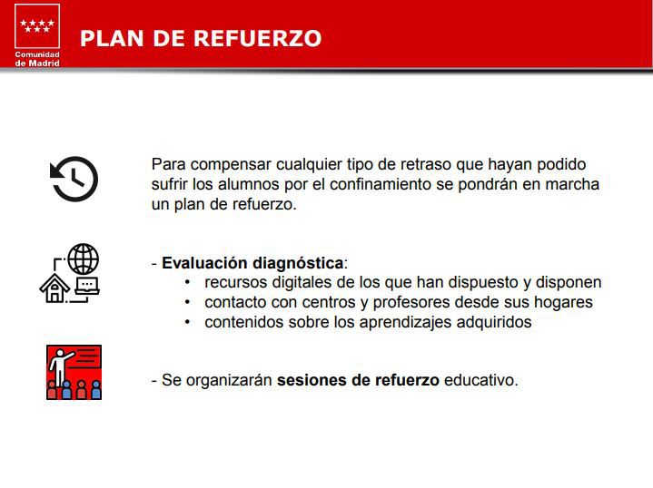 La Comunidad de Madrid planifica una vuelta segura a las aulas el próximo curso en función de la evolución del COVID-19