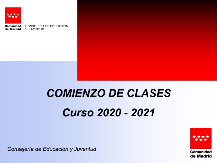 La Comunidad de Madrid planifica una vuelta segura a las aulas el próximo curso en función de la evolución del COVID-19