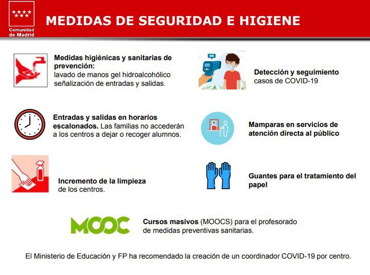 La Comunidad de Madrid planifica una vuelta segura a las aulas el próximo curso en función de la evolución del COVID-19