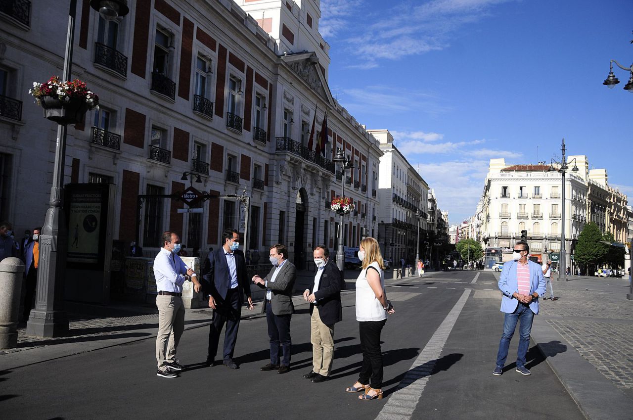 El Alcalde de Madrid, José Luis Martínez-Almeida, inaugura la peatonalización de la Puerta del Sol