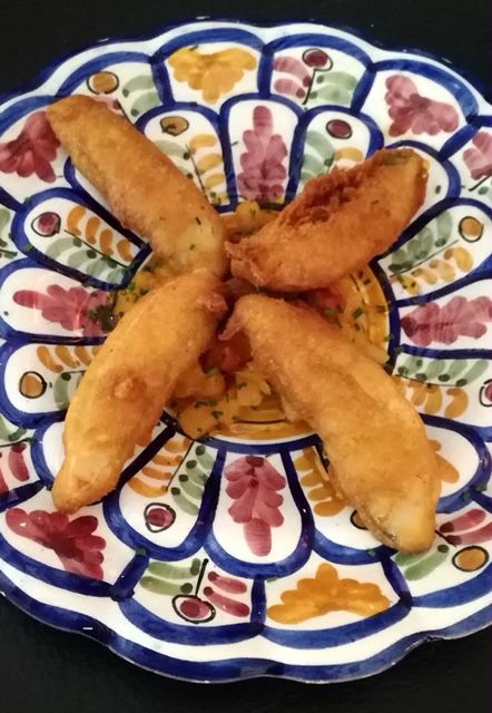 Pavía de bacalao con alboronía de calabaza