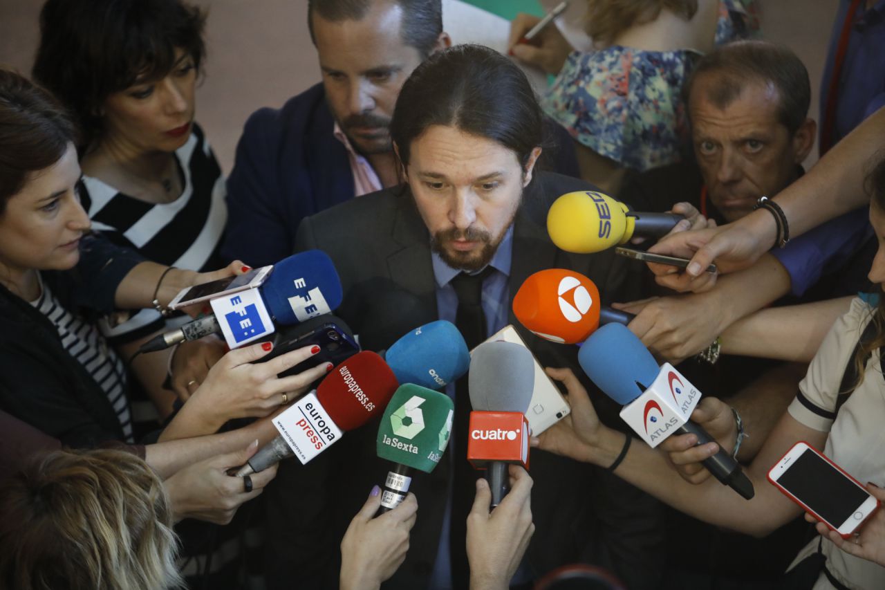 Pablo Iglesias en declaraciones a los medios.
