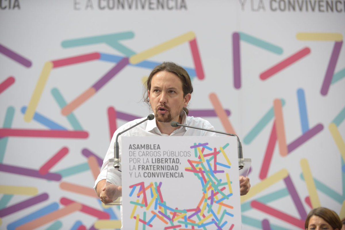 Pablo Iglesias en una Asamblea de Podemos
