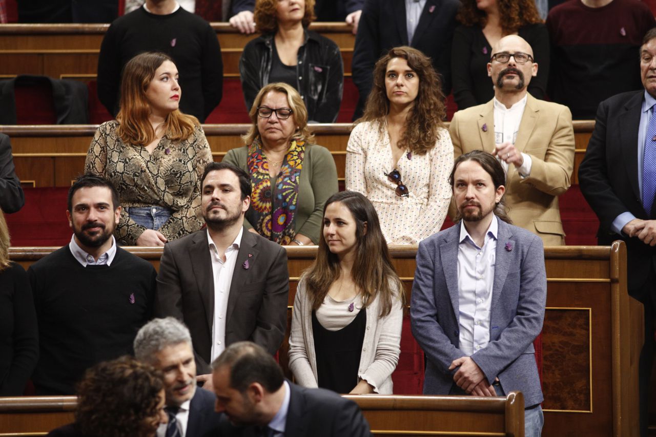 Ramón Espinar, Alberto Garzón, Irene Montero y Pablo Iglesias