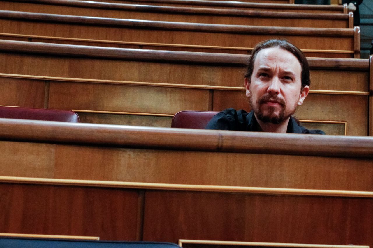 Pablo Iglesias en el escaño del Congreso de los Diputados.