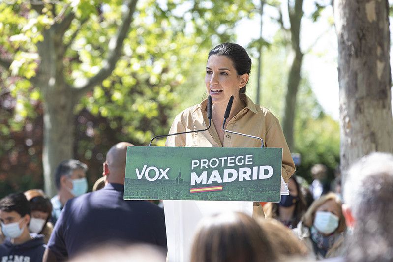 Rocio Monasterio, candidata de Vox a la presidencia de la Comunidad de Madrid, durante un acto de campaña en Boadilla del Monte