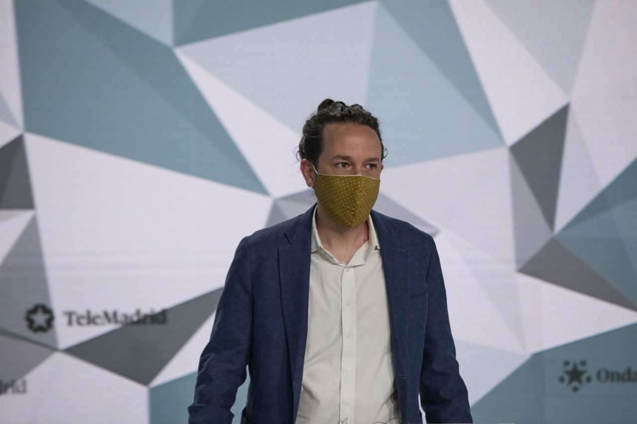 Pablo Iglesias en el debate electoral de Telemadrid