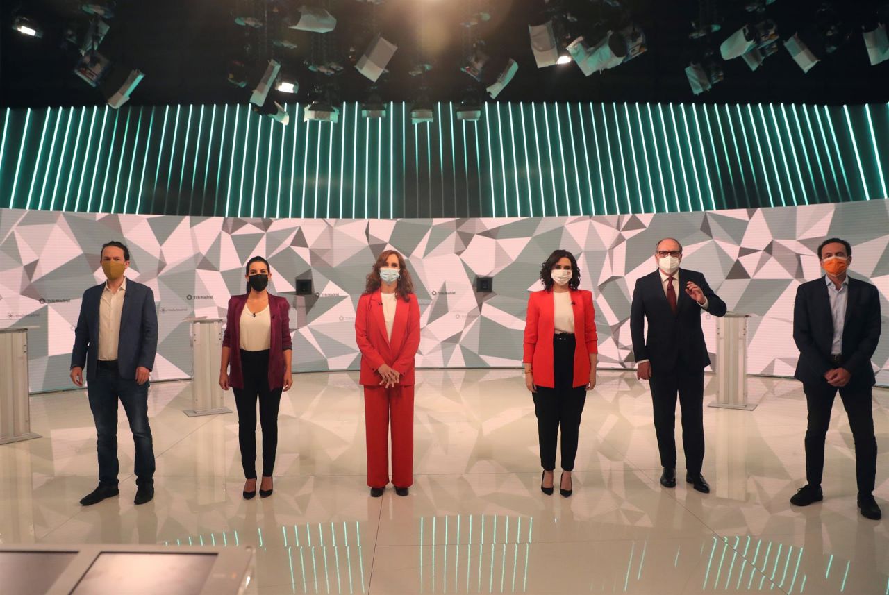 Los seis candidatos, antes del comienzo del debate en Telemadrid