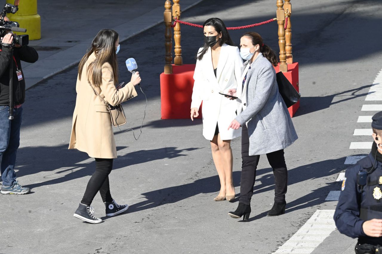 Rocio Monasterio, candidata de Vox a la presidencia de la Comunidad de Madrid, a su llegada al acto de celebración del Día de la Comunidad de Madrid