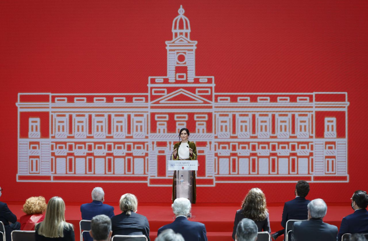 Isabel Díaz Ayuso, presidenta de la Comunidad de Madrid, durante el acto de celebración del Día de la Comunidad de Madrid