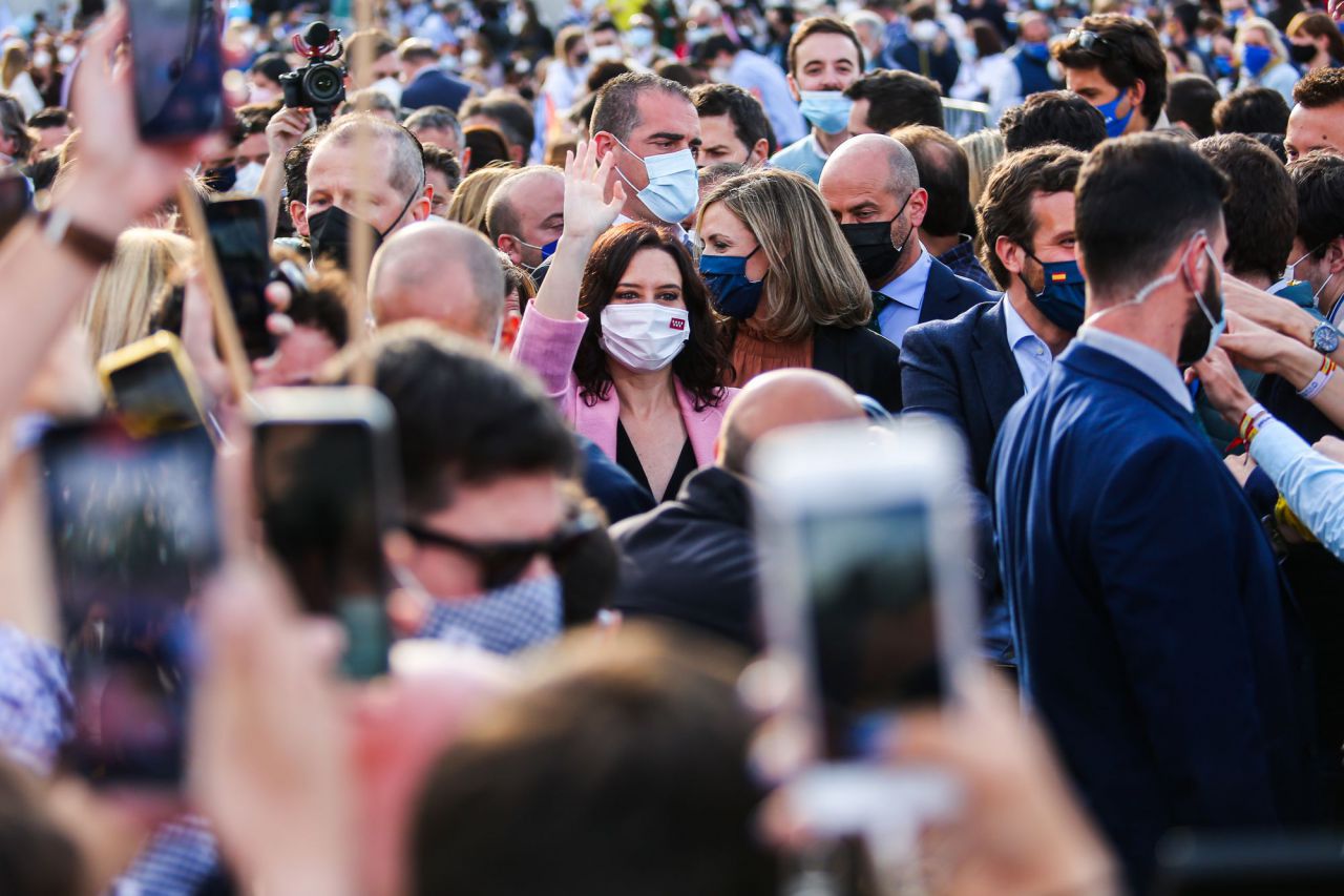 Isabel Díaz Ayuso, candidata del Partido Popular a la presidencia de la Comunidad de Madrid, en el acto de cierre de campaña