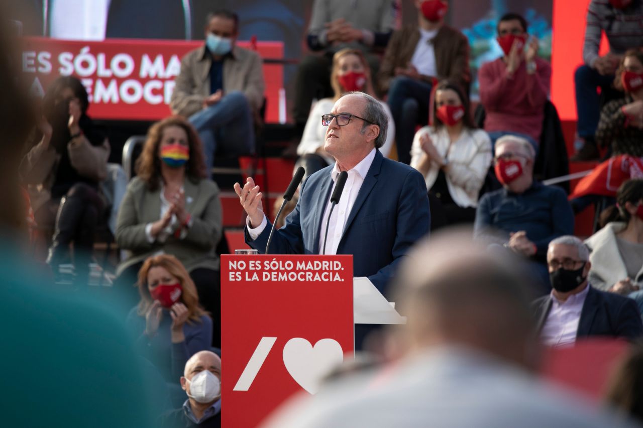 Ángel Gabilondo, candidato del PSOE a la presidencia de la Comunidad de Madrid, durante el acto de cierre de campaña 