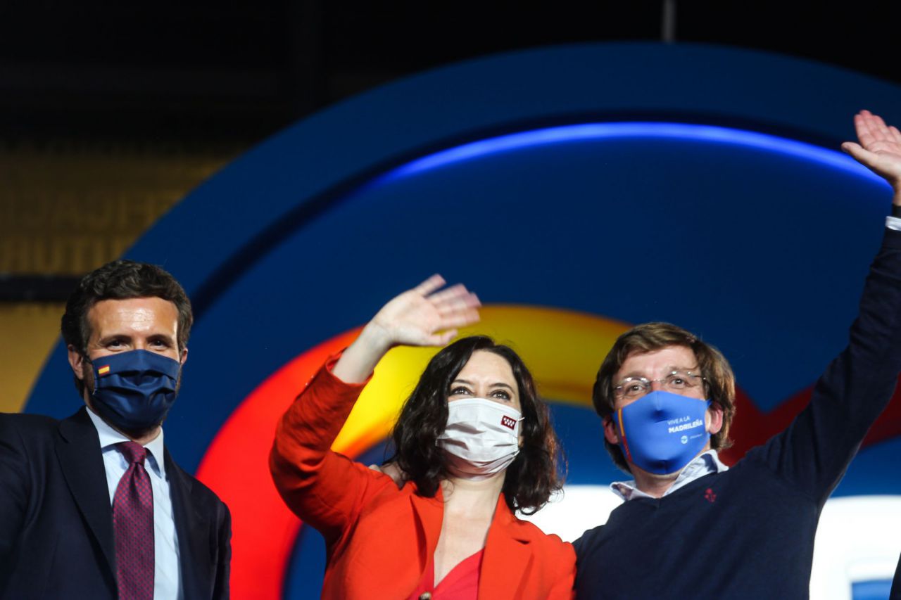 Pablo Casado, Isabel Díaz Ayuso y José Luis Martínez Almeida.