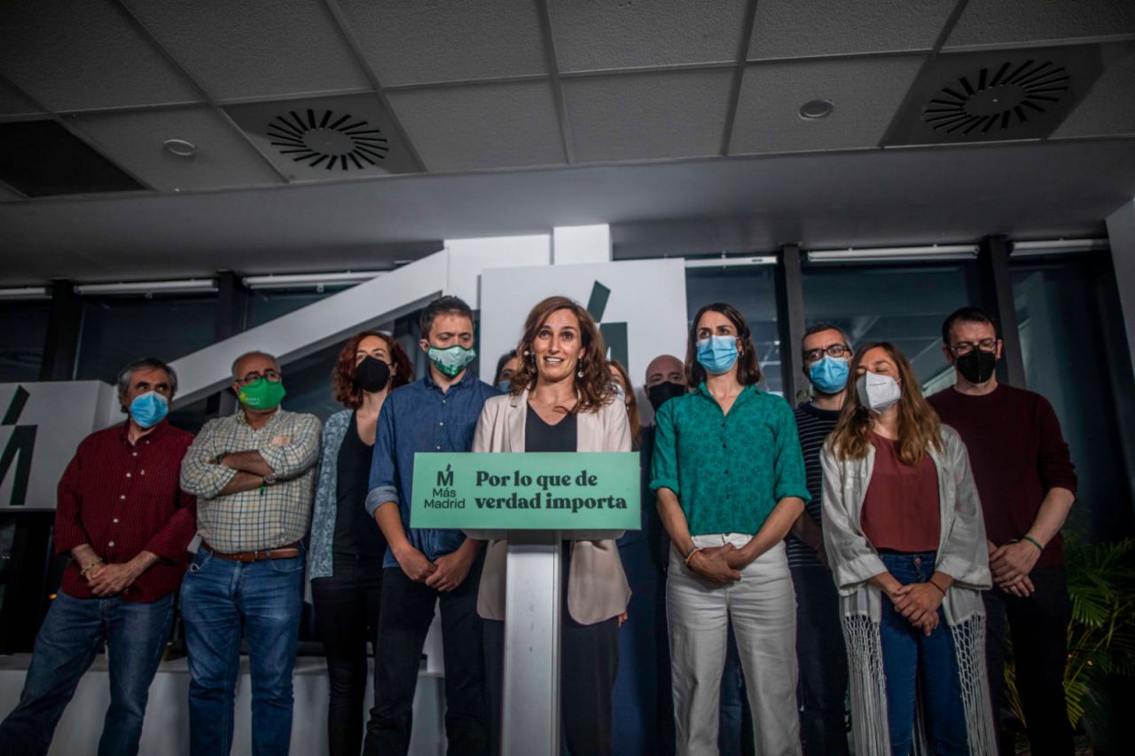 La candidata de Más Madrid, Mónica García, tras los resultados electorales.