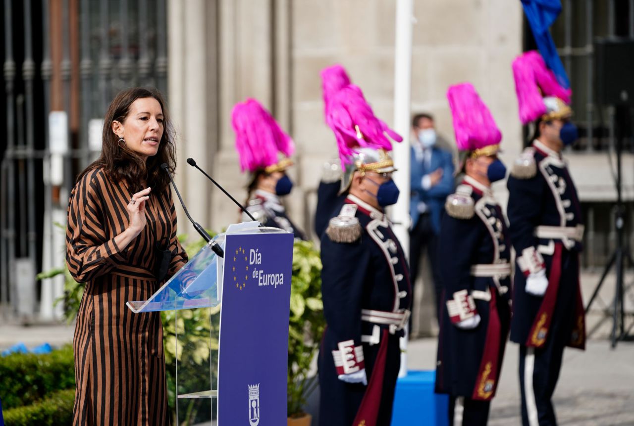 La consejera de Presidencia en funciones de la Comunidad de Madrid, Eugenia Carballedo, durante el acto de celebración por el Día de Europa