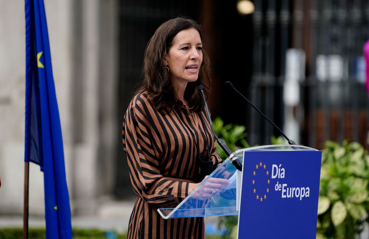 La consejera de Presidencia en funciones de la Comunidad de Madrid, Eugenia Carballedo, durante el acto de celebración por el Día de Europa