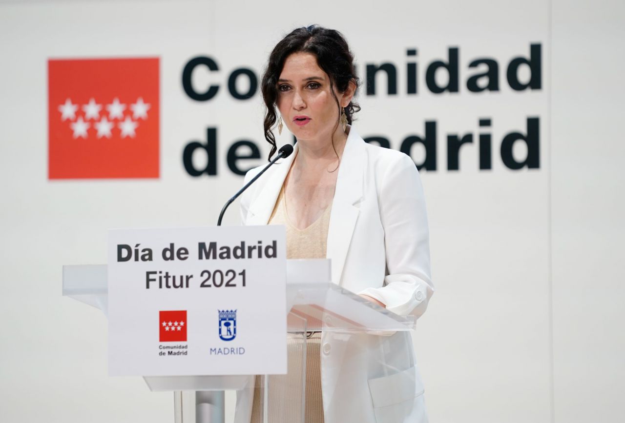 La presidenta en funciones de la Comunidad de Madrid, Isabel Díaz Ayuso, durante el Día de Madrid en Fitur