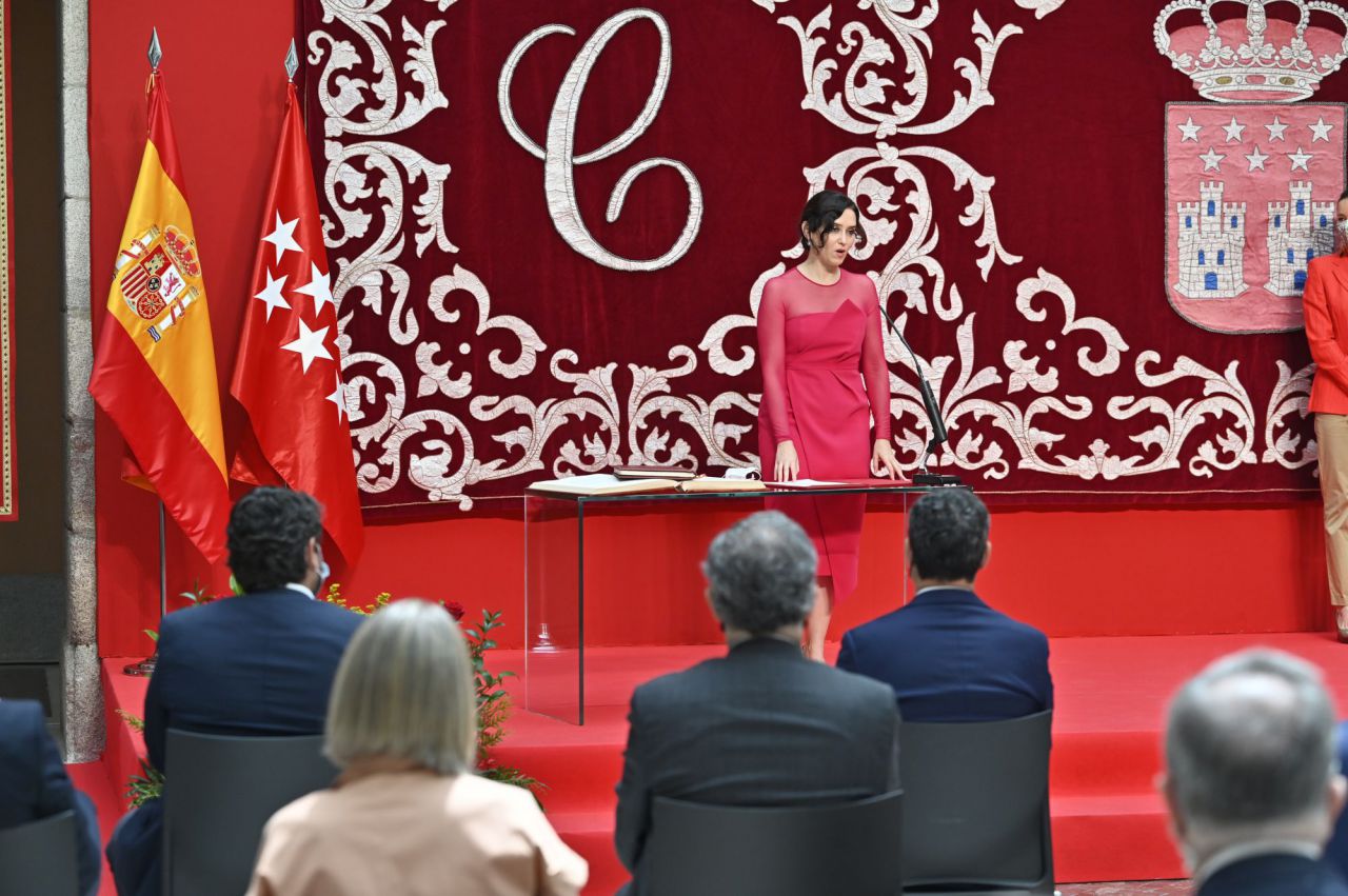 Isabel Díaz Ayuso durante el acto de toma de posesión como presidenta de la Comunidad de Madrid 