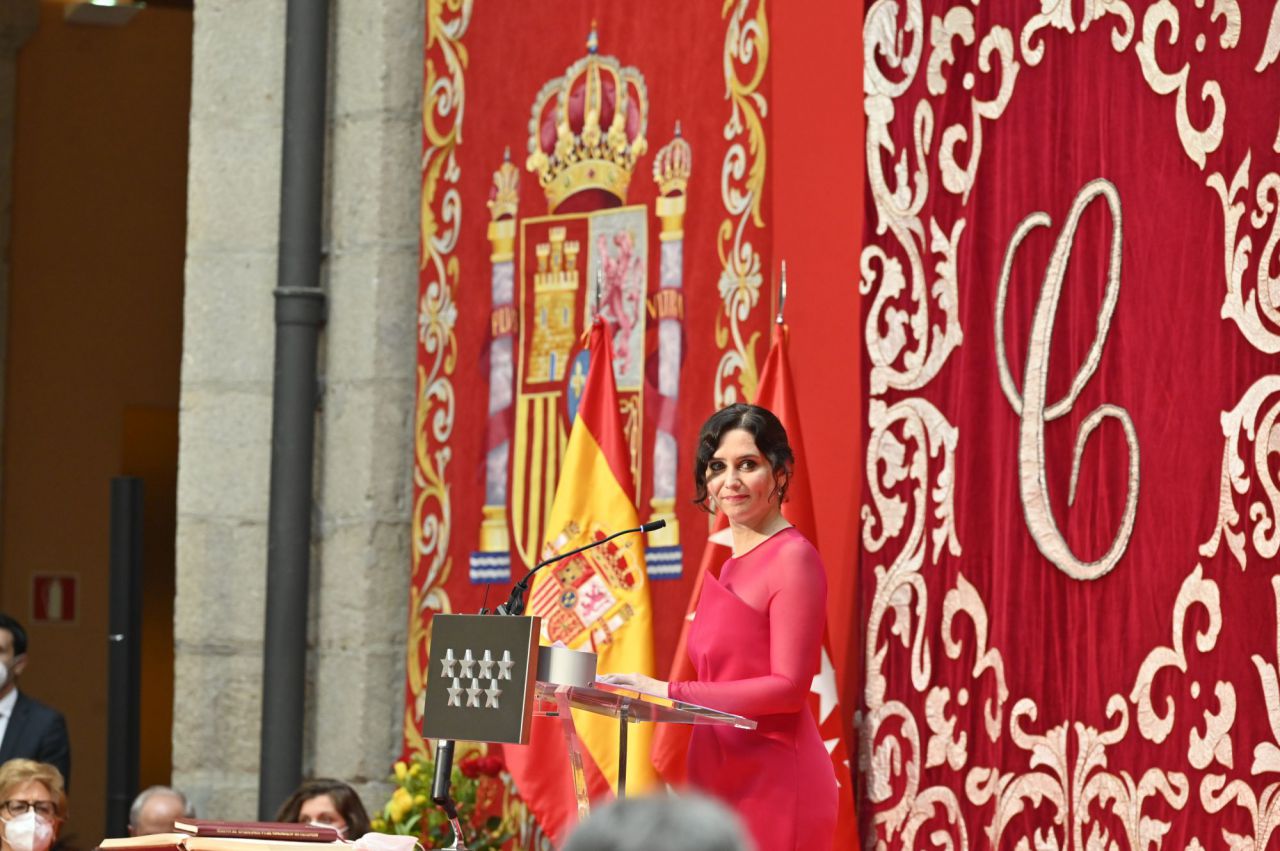 Isabel Díaz Ayuso durante el acto de toma de posesión como presidenta de la Comunidad de Madrid 