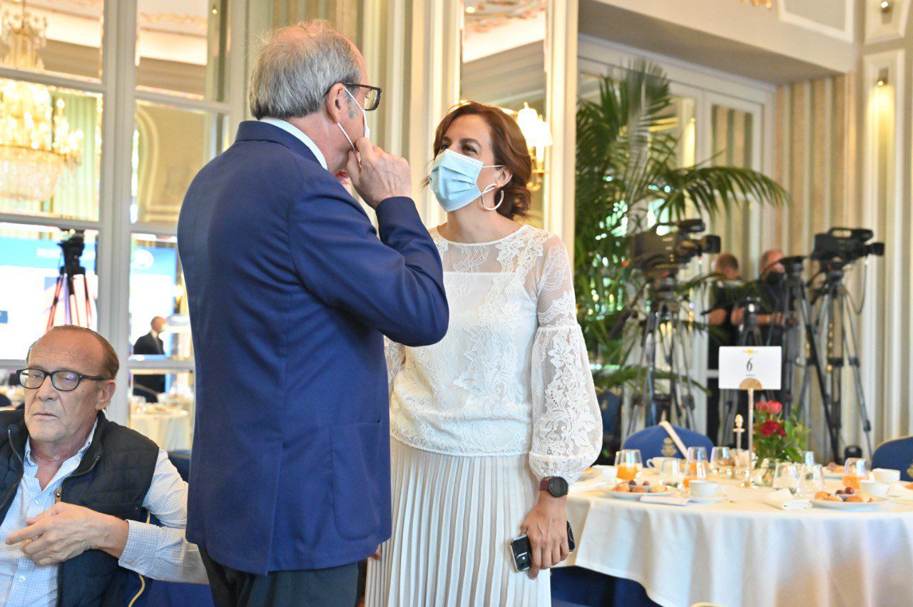 Ángel Gabilondo durante el desayuno informativo protagonizado por la portavoz del PSOE en la Asamblea de Madrid, Hana Jalloul