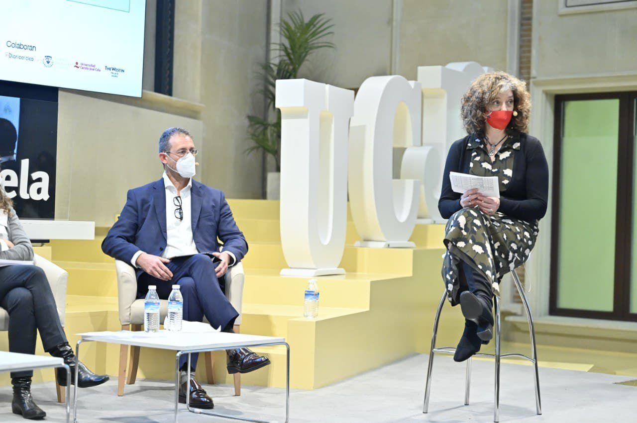 Eduardo de Miguel García, CARESOIL-CM - profesor de la Universidad Politécnica de Madrid y Ana Cremades, directora general de Investigación e Innovación Tecnológica de la Comunidad de Madrid