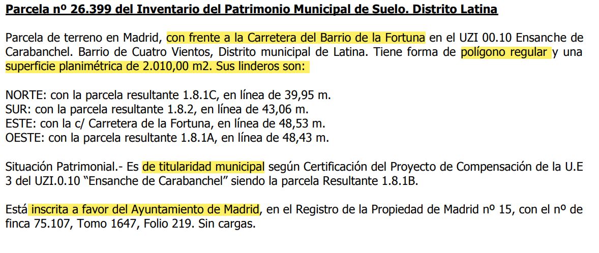 Descripción de la parcela 