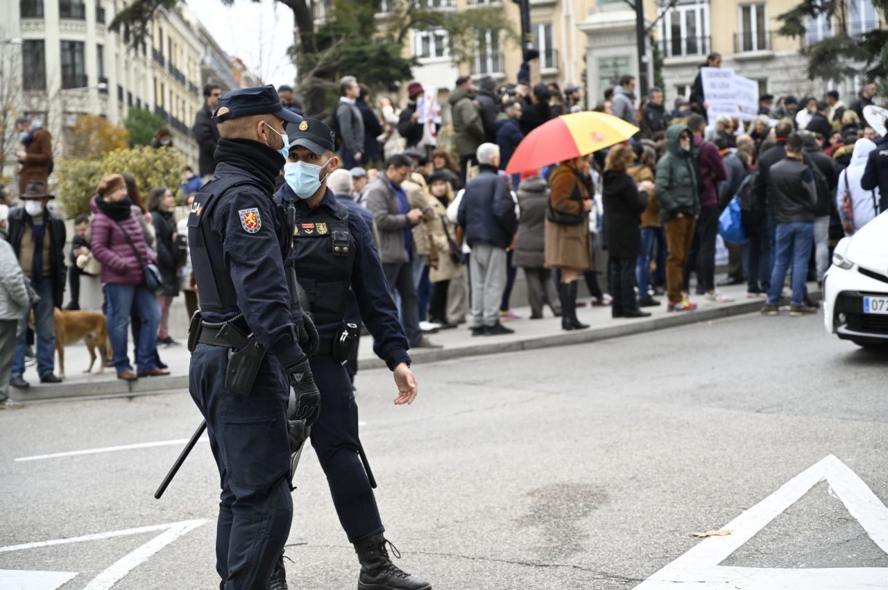Manifestación contra la vuelta de la obligatoriedad de las mascarillas en exteriores
