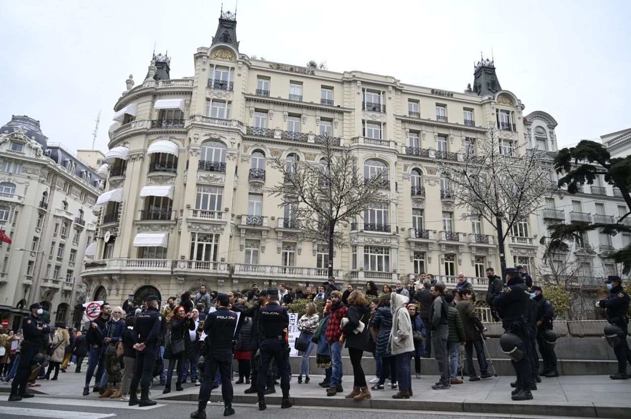 Manifestación contra la vuelta de la obligatoriedad de las mascarillas en exteriores