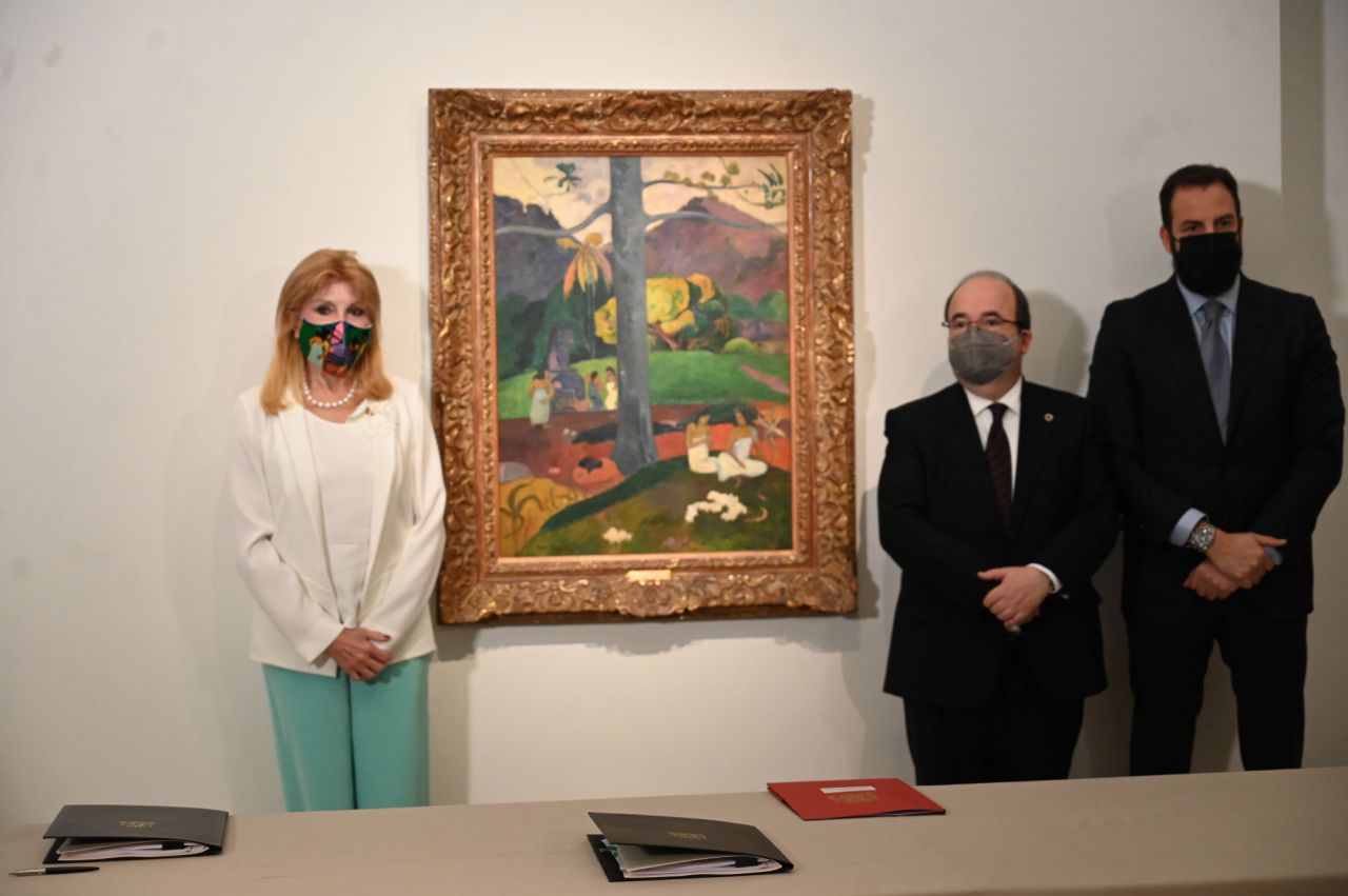 El ministro de Cultura y Deporte, Miquel Iceta, Carmen Cervera y Borja Thyssen