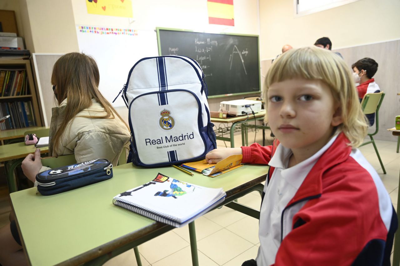 Aula de niños ucranianos en Madrid