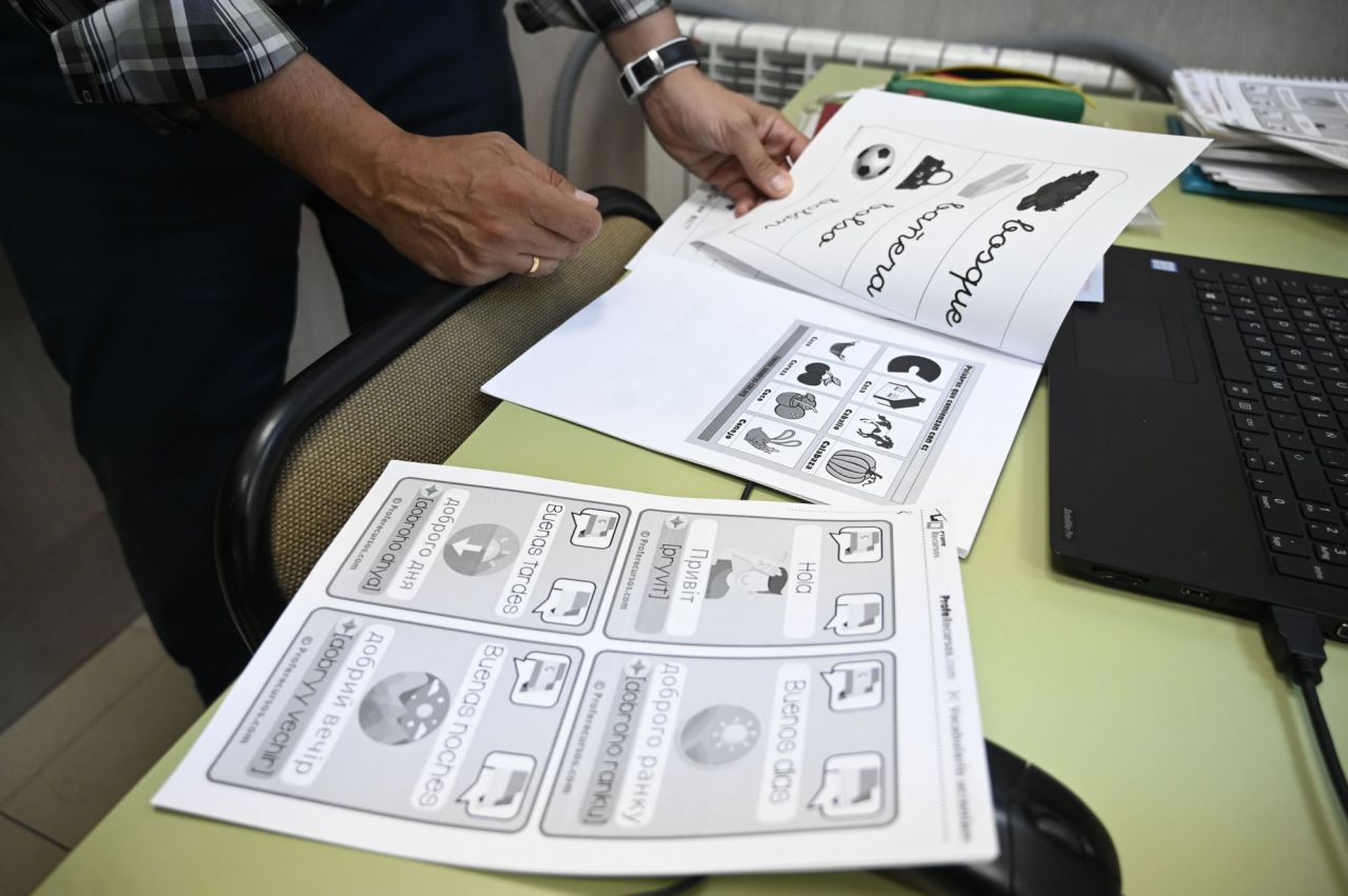 Aula de niños ucranianos en Madrid
