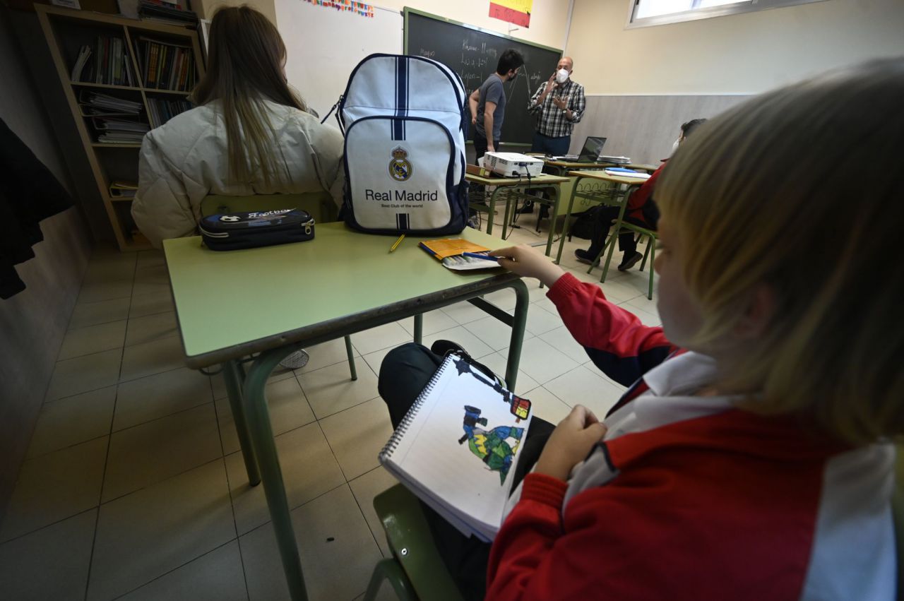 Aula de niños ucranianos en Madrid