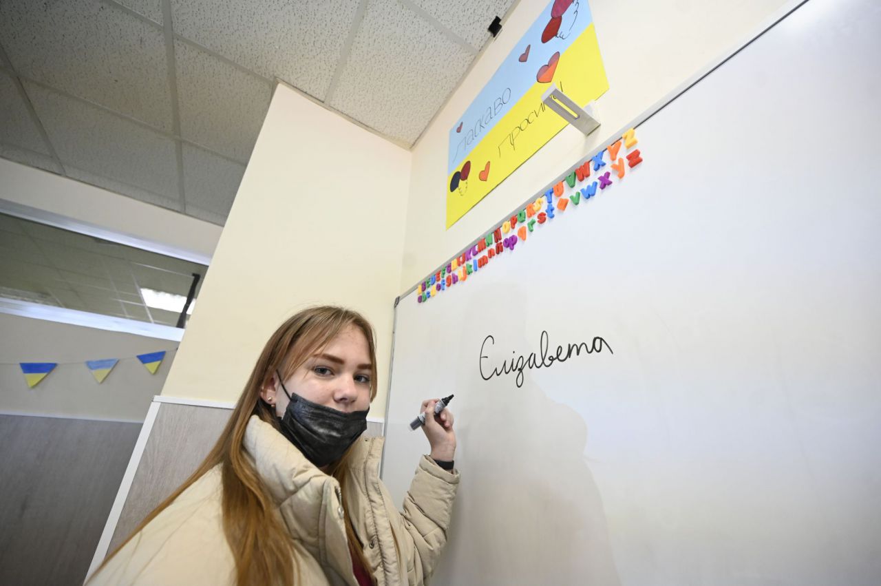 Aula de niños ucranianos en Madrid