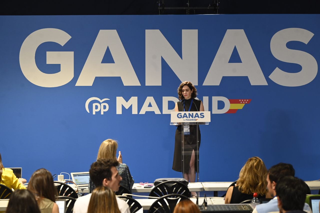La presidenta regional, Isabel Díaz Ayuso, en su discurso en el Congreso del PP