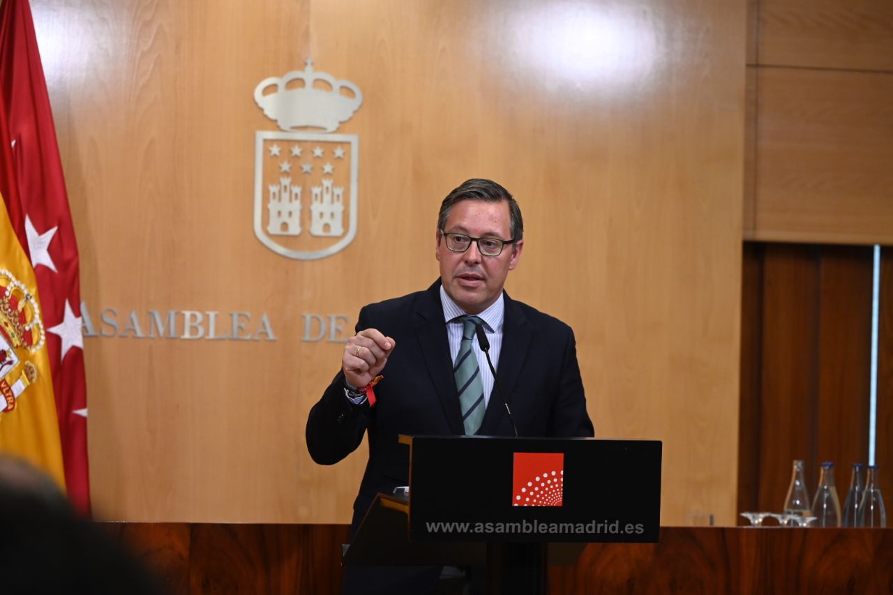 Serrano, durante su última rueda de prensa como portavoz popular en la Asamblea