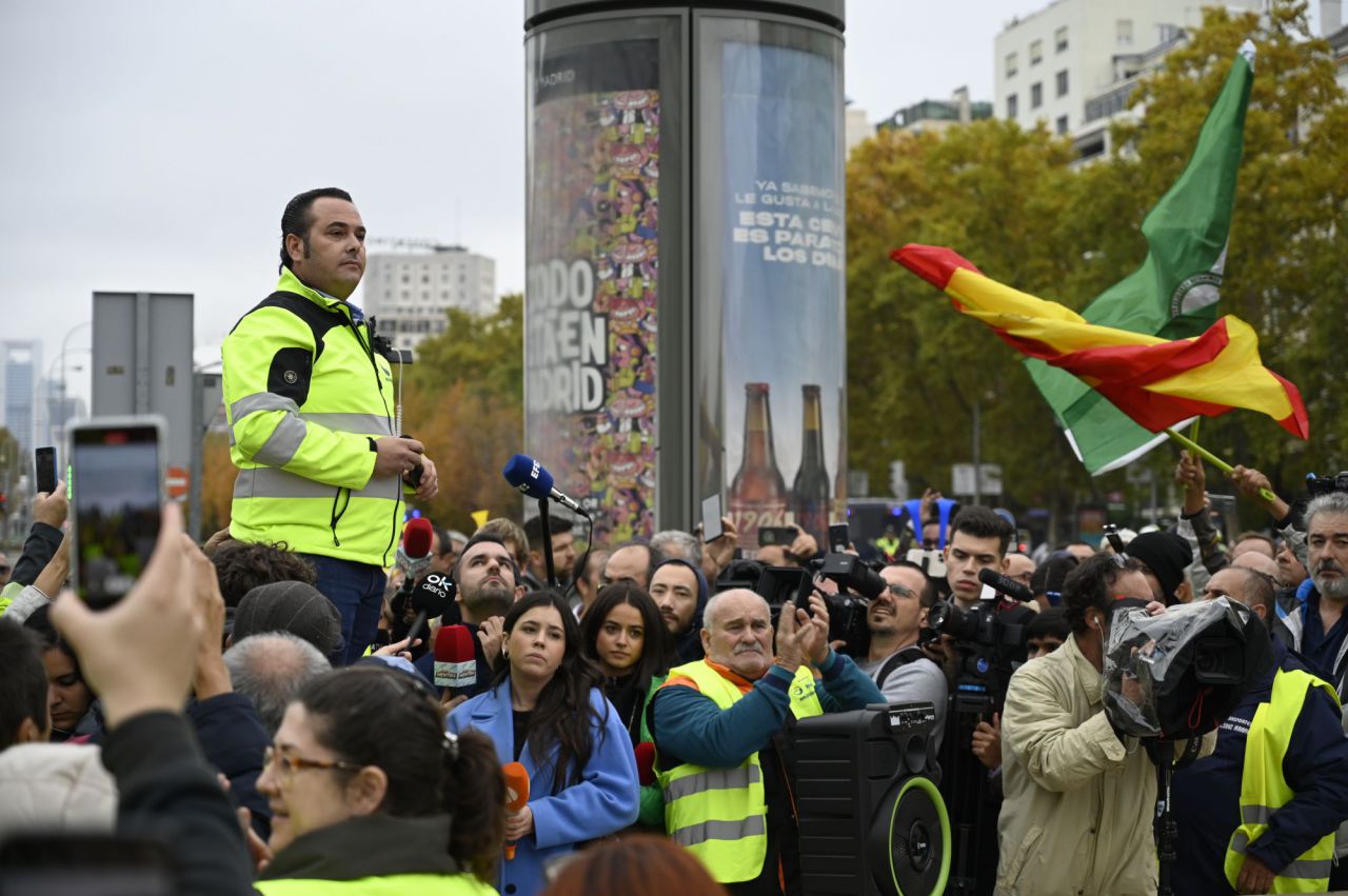 Manifestación de transportistas en el centro de Madrid