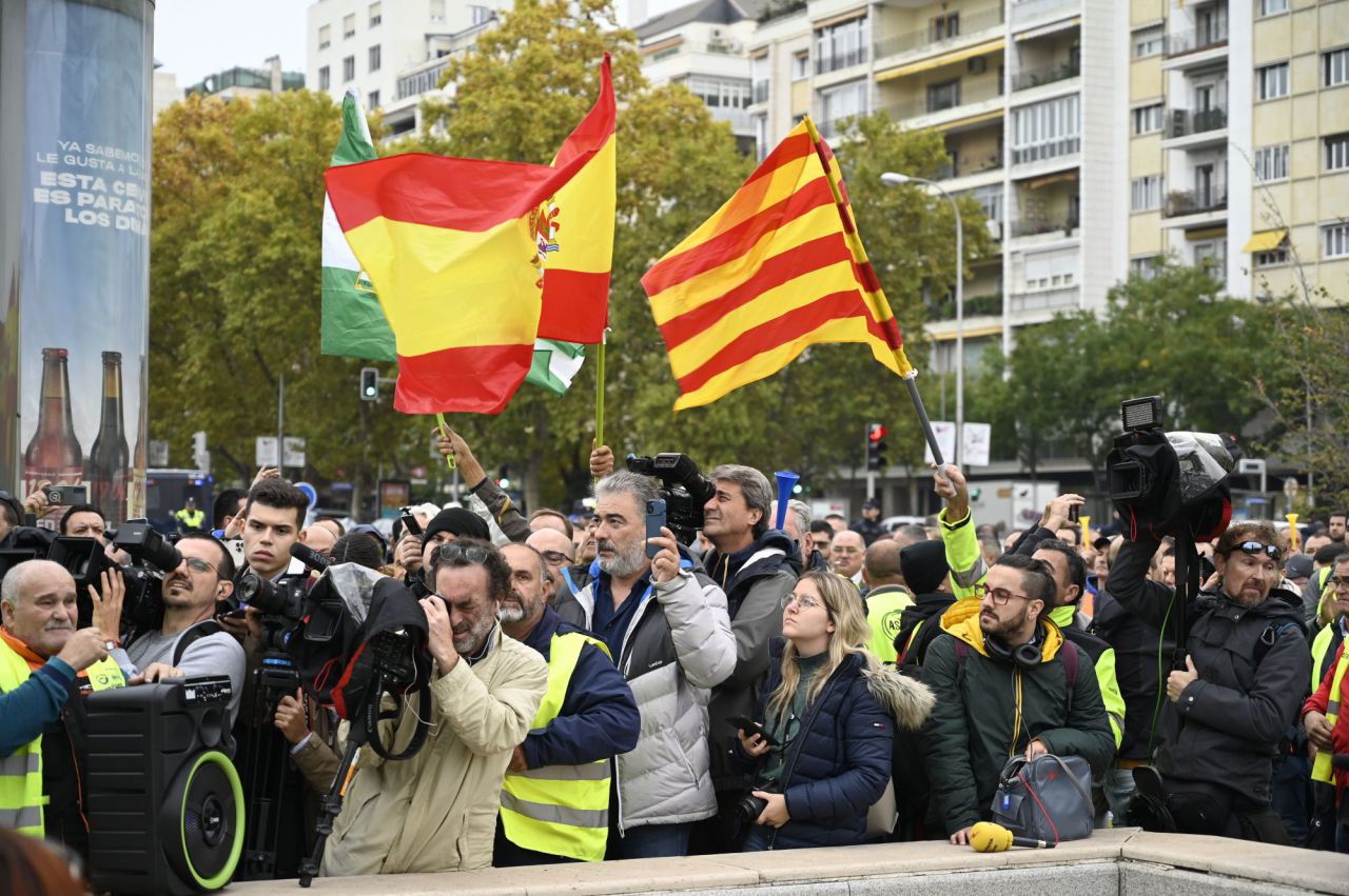 Manifestación de transportistas en el centro de Madrid