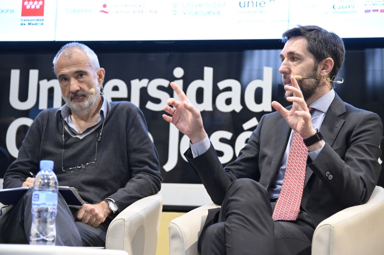 Primera mesa de debate:'De cómo atraer talento. Reputación e internacionalización de las universidades madrileñas': Fidel Rodríguez, viceconsejero de Universidades, Ciencia e Innovación de la Comunidad de Madrid; José María Ortiz, rector de la Universidad de Villanueva; Ricardo Rejas, vicerrector de Calidad y Evaluación de la Universidad Camilo José Cela (UCJC), y José Manuel Torralba, catedrático Universidad Carlos III (UC3M) y director de IMDEA Materiales