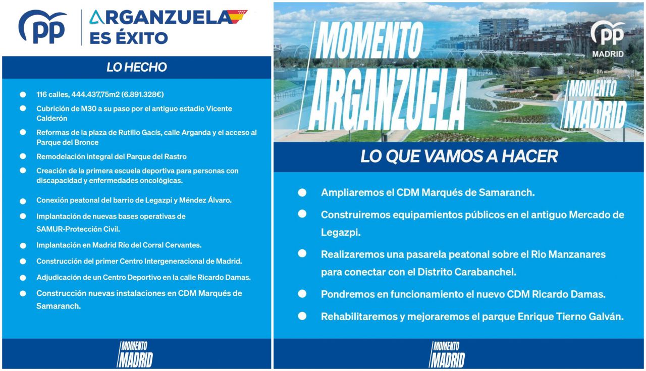 Compromisos electorales del PP en el distrito de Arganzuela. 